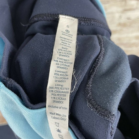 Lululemon 6 Dharana Crop Pants Inkwell Blue Zip Pocket Loose Wide Hyper Stripe - Picture 6 of 8